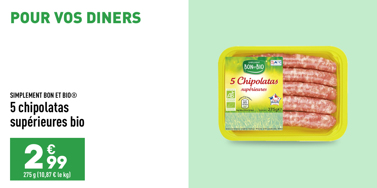 5 chipolatas supérieures bio